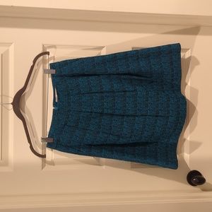 Banana Republic Black Woven Teal A-Line Skirt